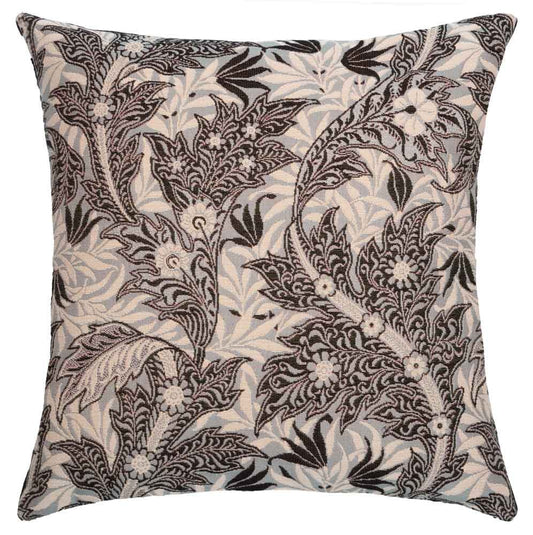 Acanthus & Willow Regular Cushion with Feather Filler - Grey - Hines of Oxford