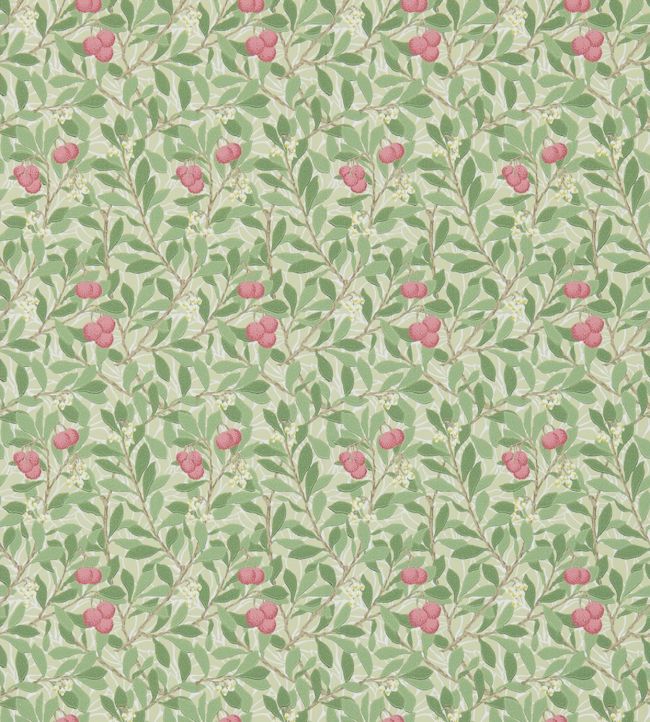 Arbutus Wallpaper - Olive/Pink - 214720 - Morris & Co