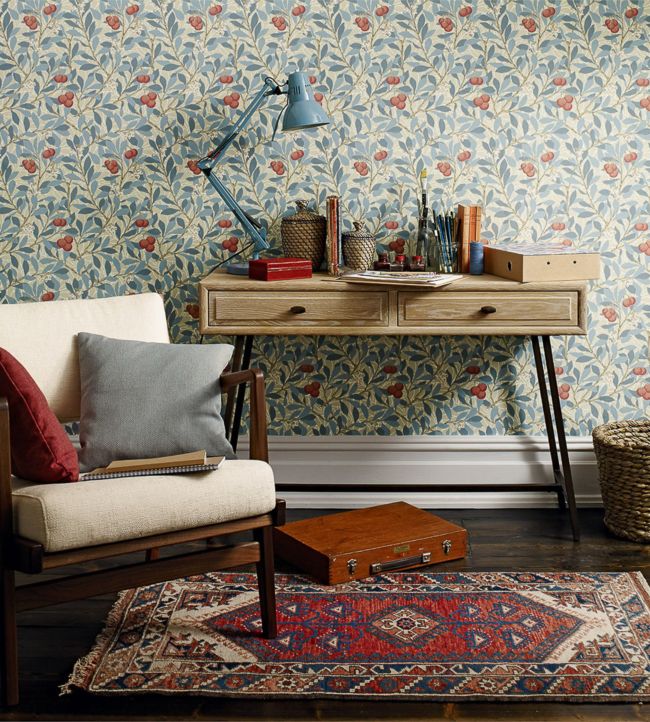 Arbutus Wallpaper - Woad/Russet - 214718 - Morris & Co