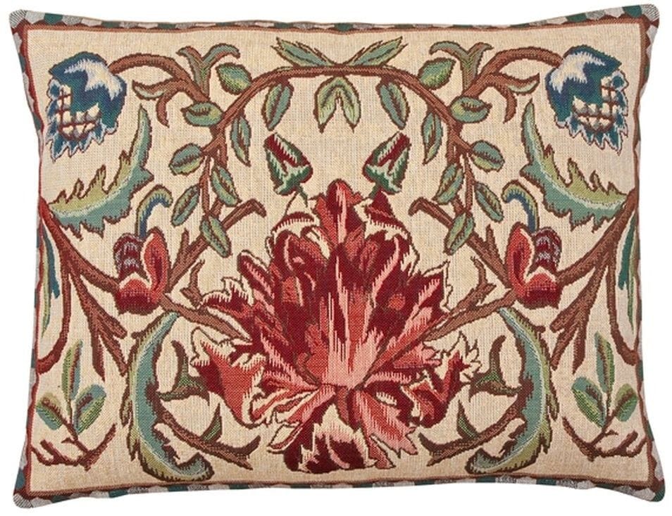 Artichoke Tapestry Cushion with Feather Filler - Green - Hines of Oxford