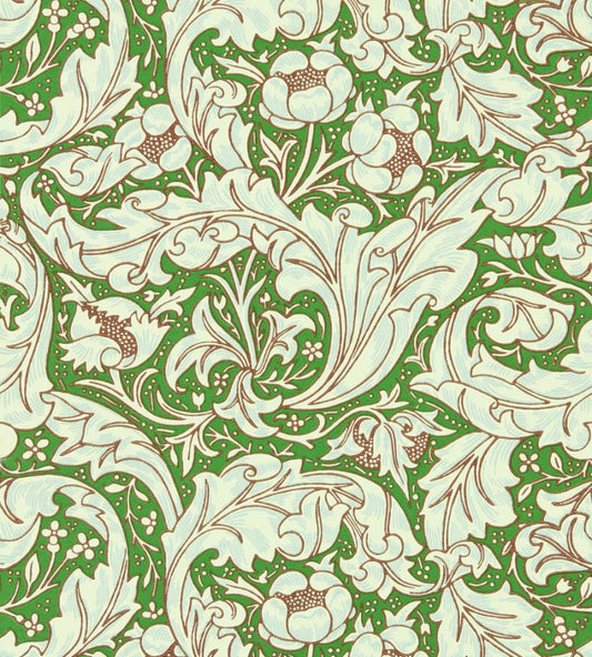 Bachelors Button Wallpaper - Leaf Green/Sky - 217096 - Morris & Co