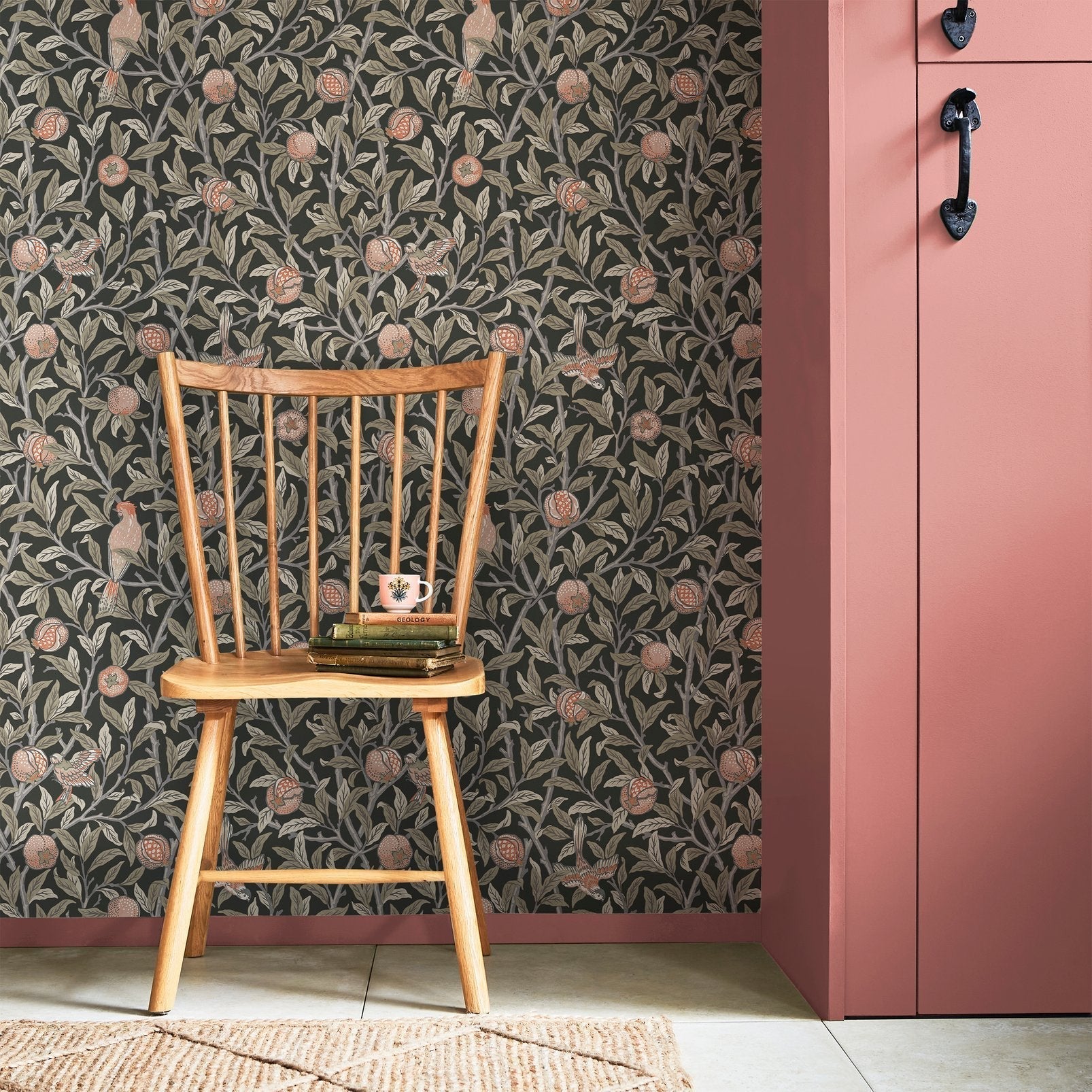 Bird & Pomegranate Wallpaper - Charcoal - William Morris AH