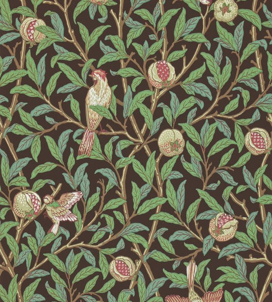Bird & Pomegranate Wallpaper - Charcoal/Sage - 212537 - Morris & Co
