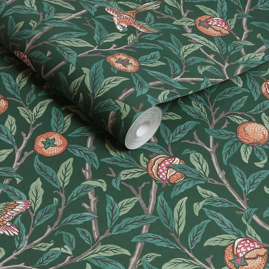Bird & Pomegranate Wallpaper - Deep Green - William Morris AH