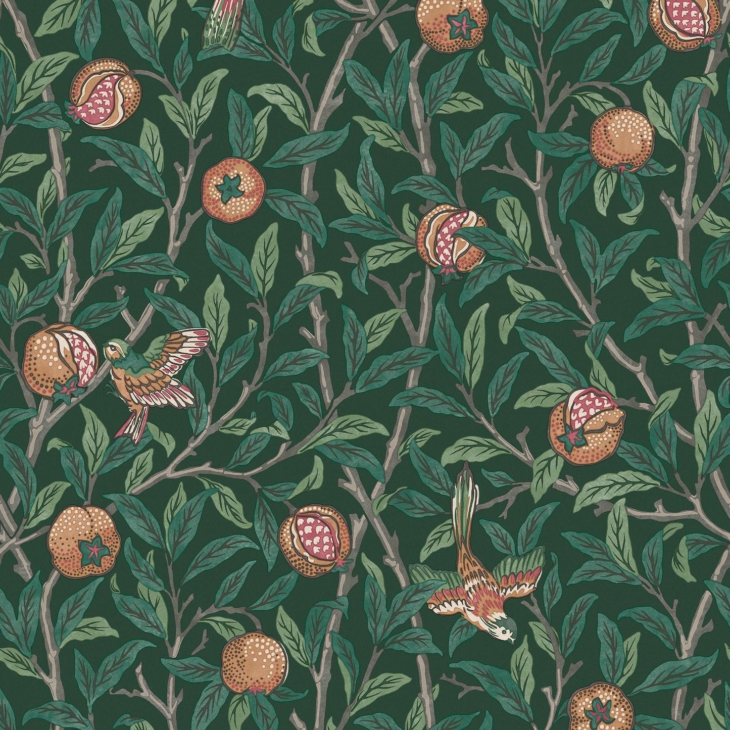 Bird & Pomegranate Wallpaper - Deep Green - William Morris AH