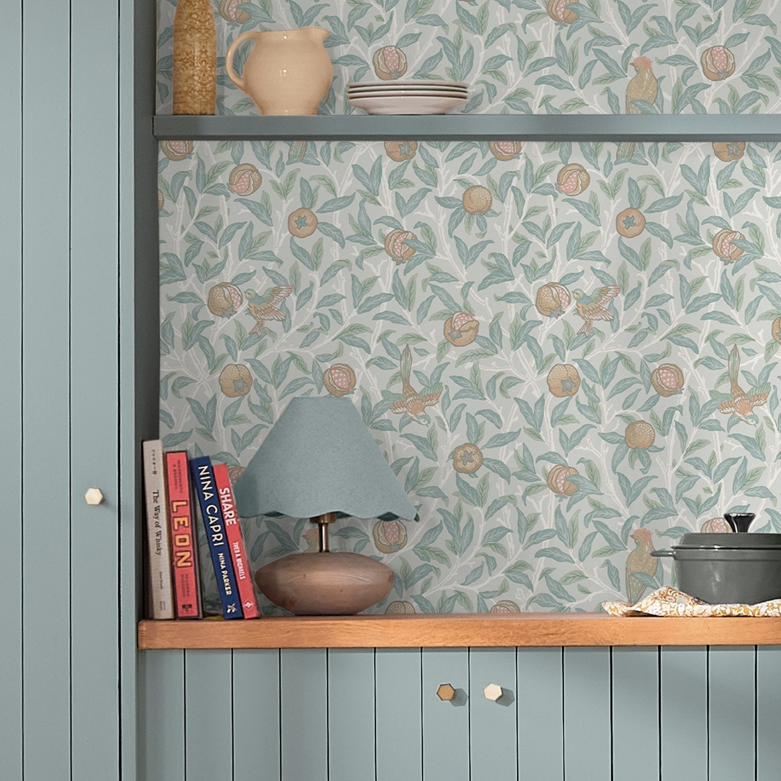 Bird & Pomegranate Wallpaper - Duck Egg - William Morris AH