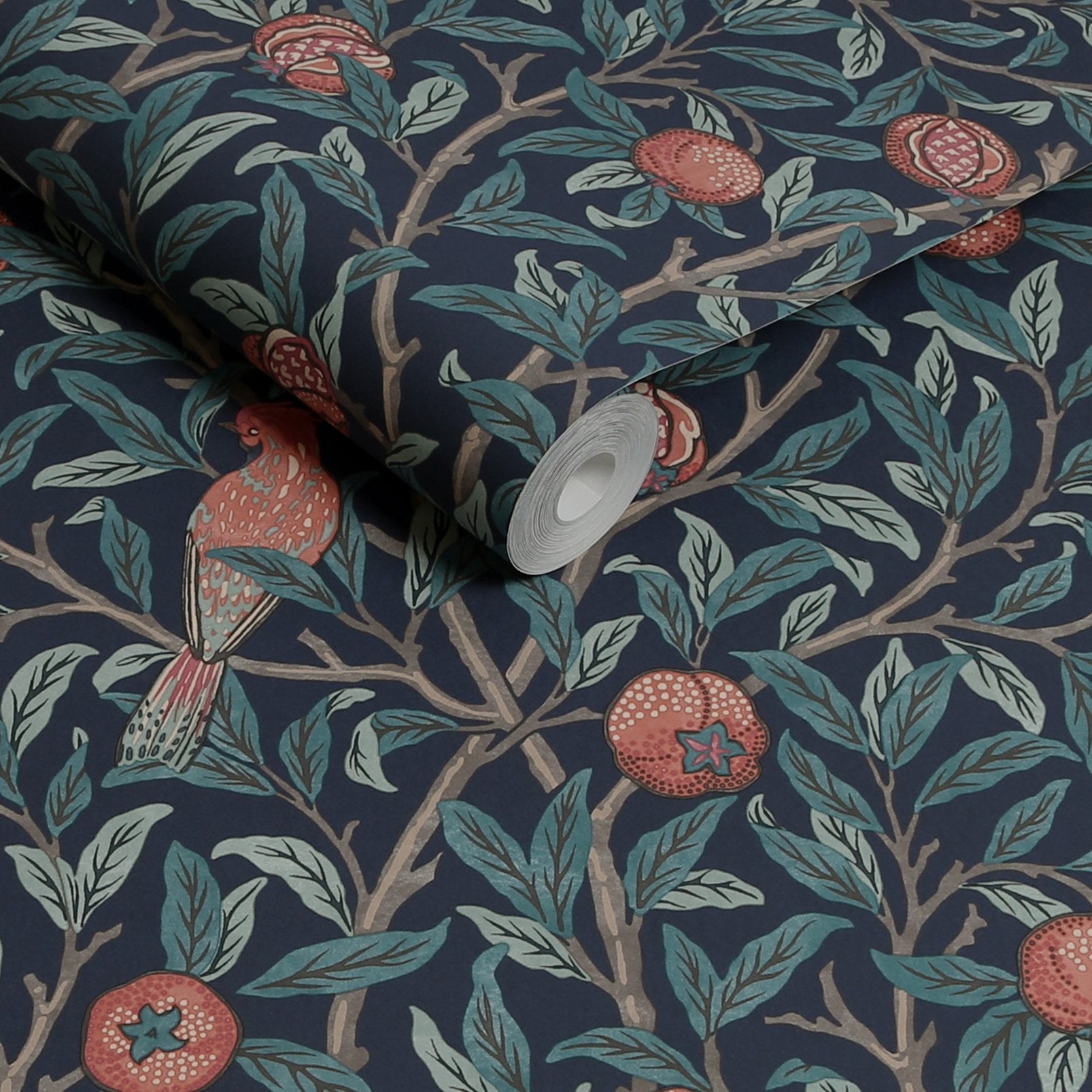 Bird & Pomegranate Wallpaper - Navy Blue - William Morris AH