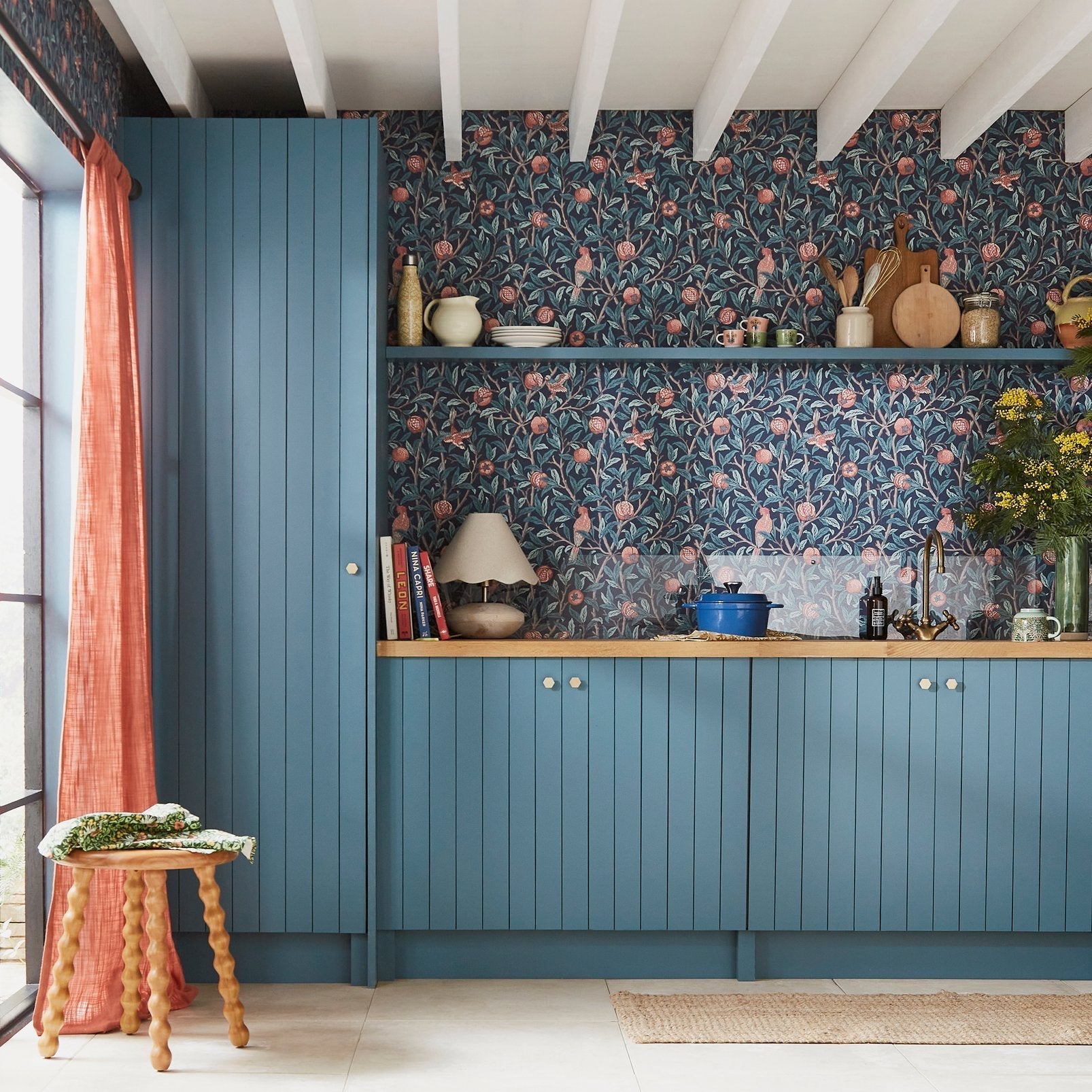 Bird & Pomegranate Wallpaper - Navy Blue - William Morris AH