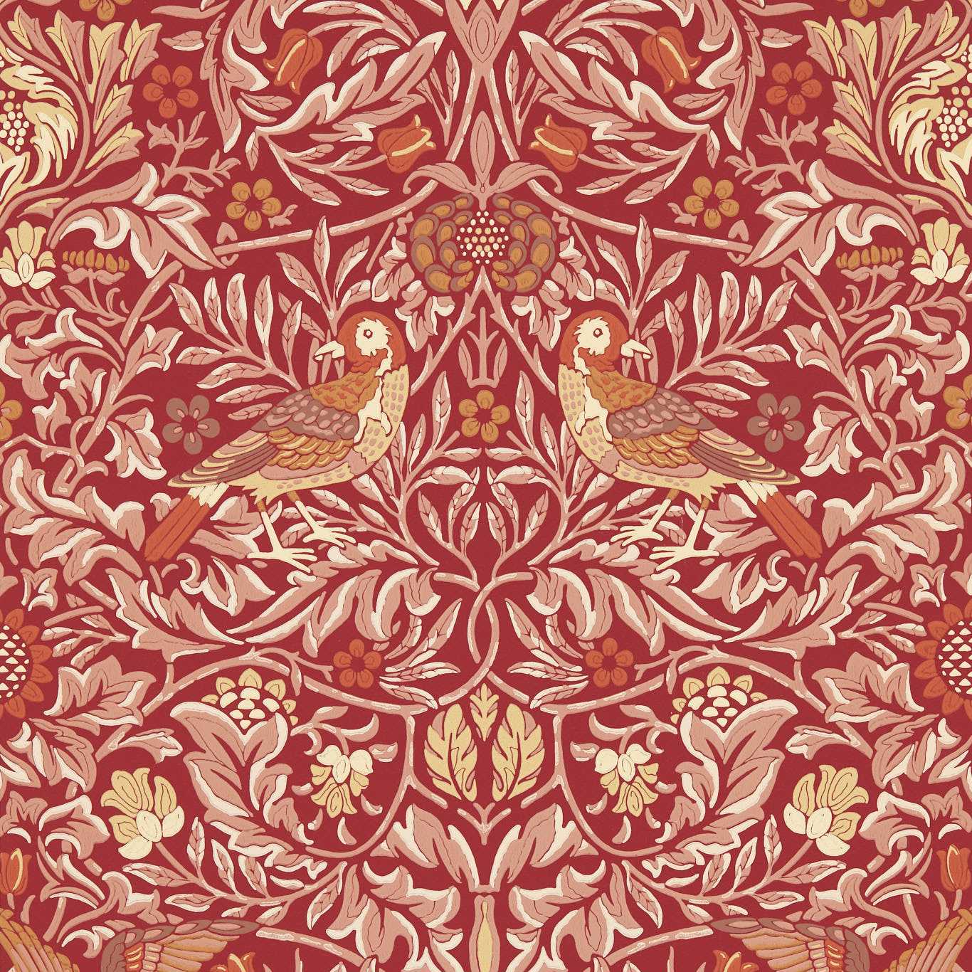 Bird Wallpaper - Madder/Weld - 217195 - Morris & Co