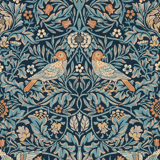 Bird Wallpaper - Webbs Blue - 217193 - Morris & Co
