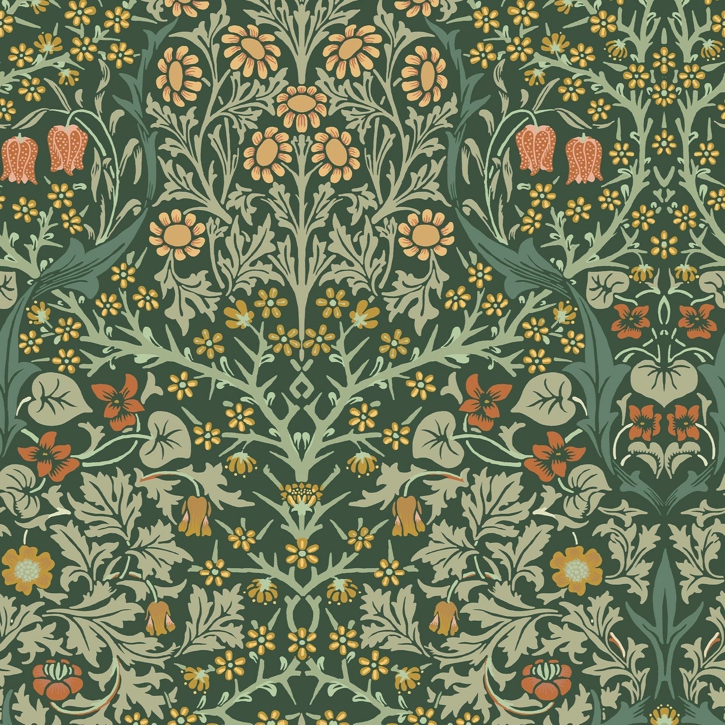 Blackthorn Wallpaper - Deep Green - William Morris AH