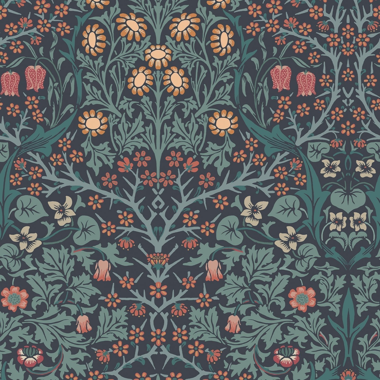 Blackthorn Wallpaper - Navy - William Morris AH
