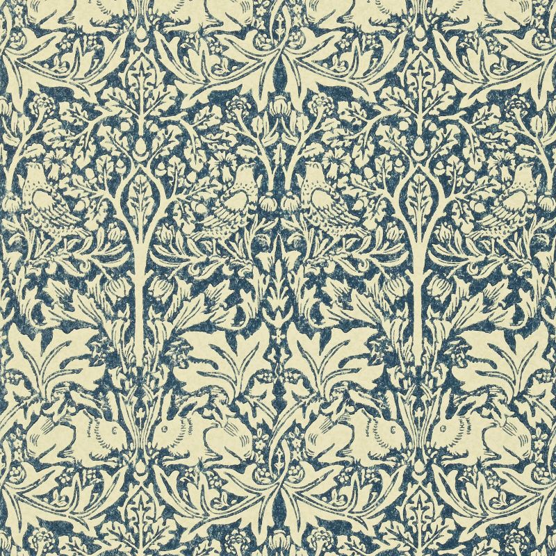 Brer Rabbit Wallpaper - Indigo/Vellum - DMORBR105 - Morris & Co