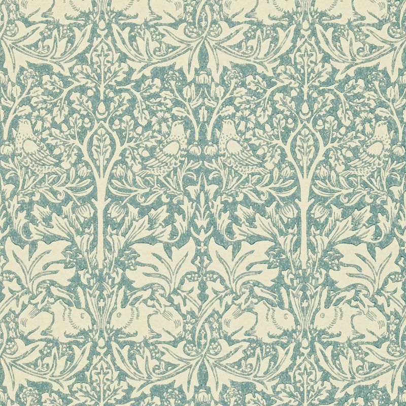Brer Rabbit Wallpaper - Slate/Vellum - DMORBR103 - Morris & Co