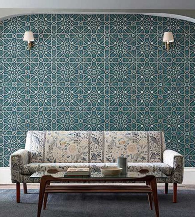Brophy Trellis Wallpaper - Deep Teal - 216699 - Morris & Co