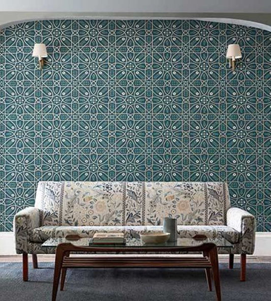 Brophy Trellis Wallpaper - Deep Teal - 216699 - Morris & Co