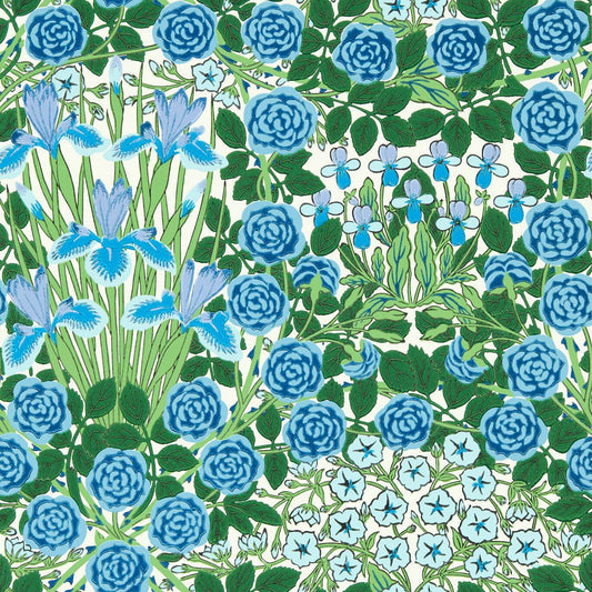 Campanula Wallpaper - Peacock/Opal - 217352 - Morris & Co