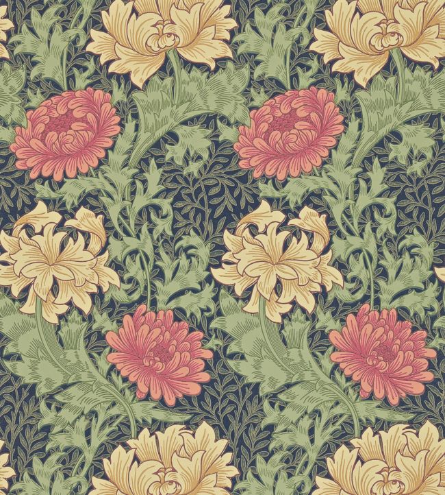 Chrysanthemum Wallpaper - Indigo - 212549 - Morris & Co