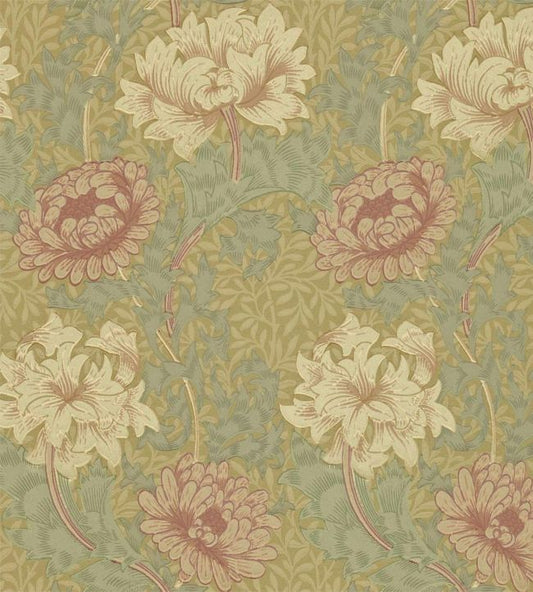 Chrysanthemum Wallpaper - Pink/Yellow/Green - 216860 - Morris & Co