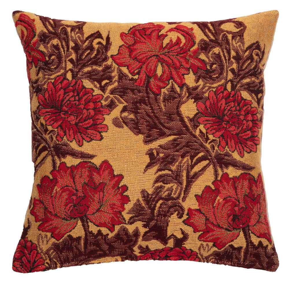Chrysanthemums Cushion with Feather Filler - Gold - Hines of Oxford