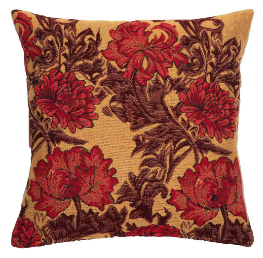 Chrysanthemums Cushion with Feather Filler - Gold - Hines of Oxford