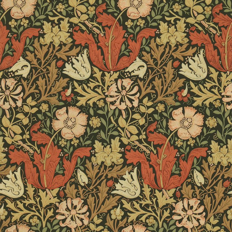Compton Wallpaper - Brown/Orange - DGW196101 - Morris & Co