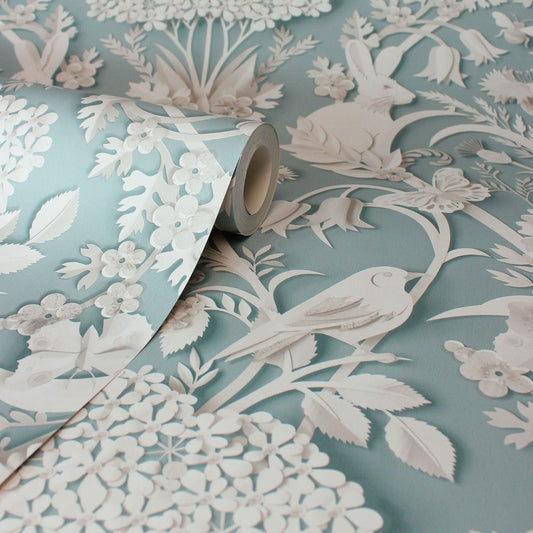 Dimensions Woodland Wallpaper - Blue - Fine Decor