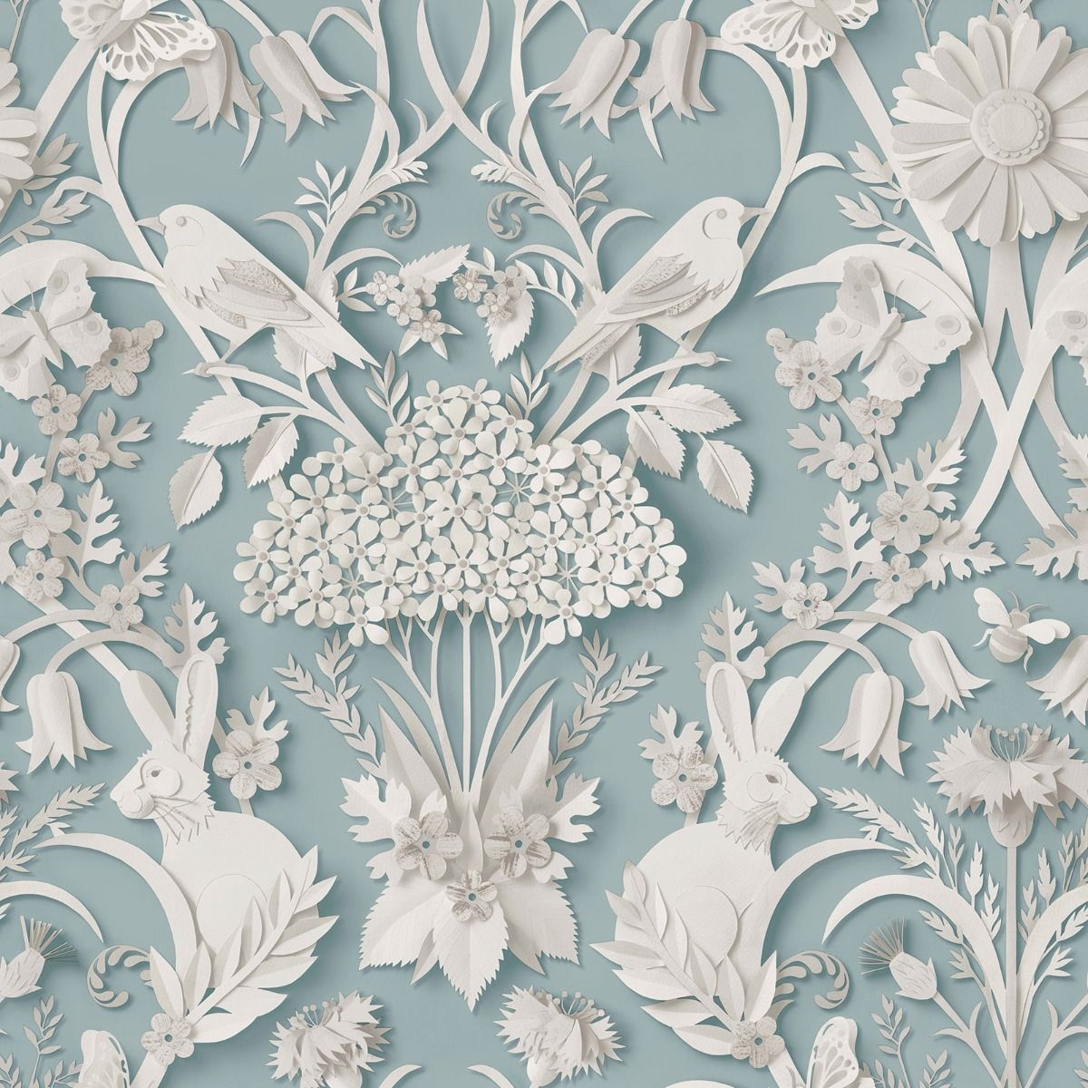 Dimensions Woodland Wallpaper - Blue - Fine Decor