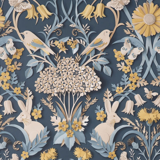 Dimensions Woodland Wallpaper - Navy - Fine Decor