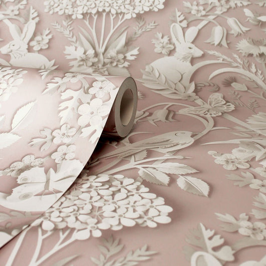 Dimensions Woodland Wallpaper - Pink - Fine Decor