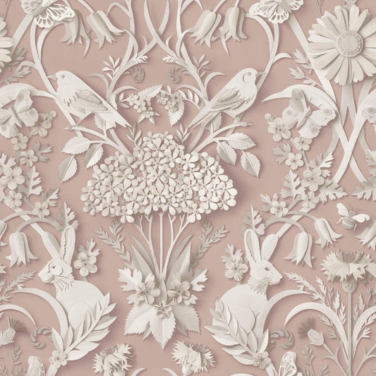Dimensions Woodland Wallpaper - Pink - Fine Decor