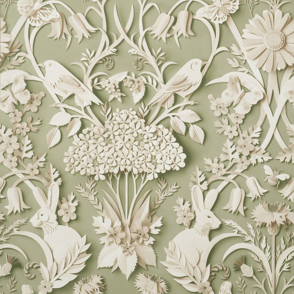Dimensions Woodland Wallpaper - Sage Green - Fine Decor