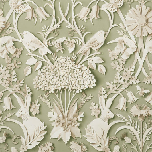 Dimensions Woodland Wallpaper - Sage Green - Fine Decor