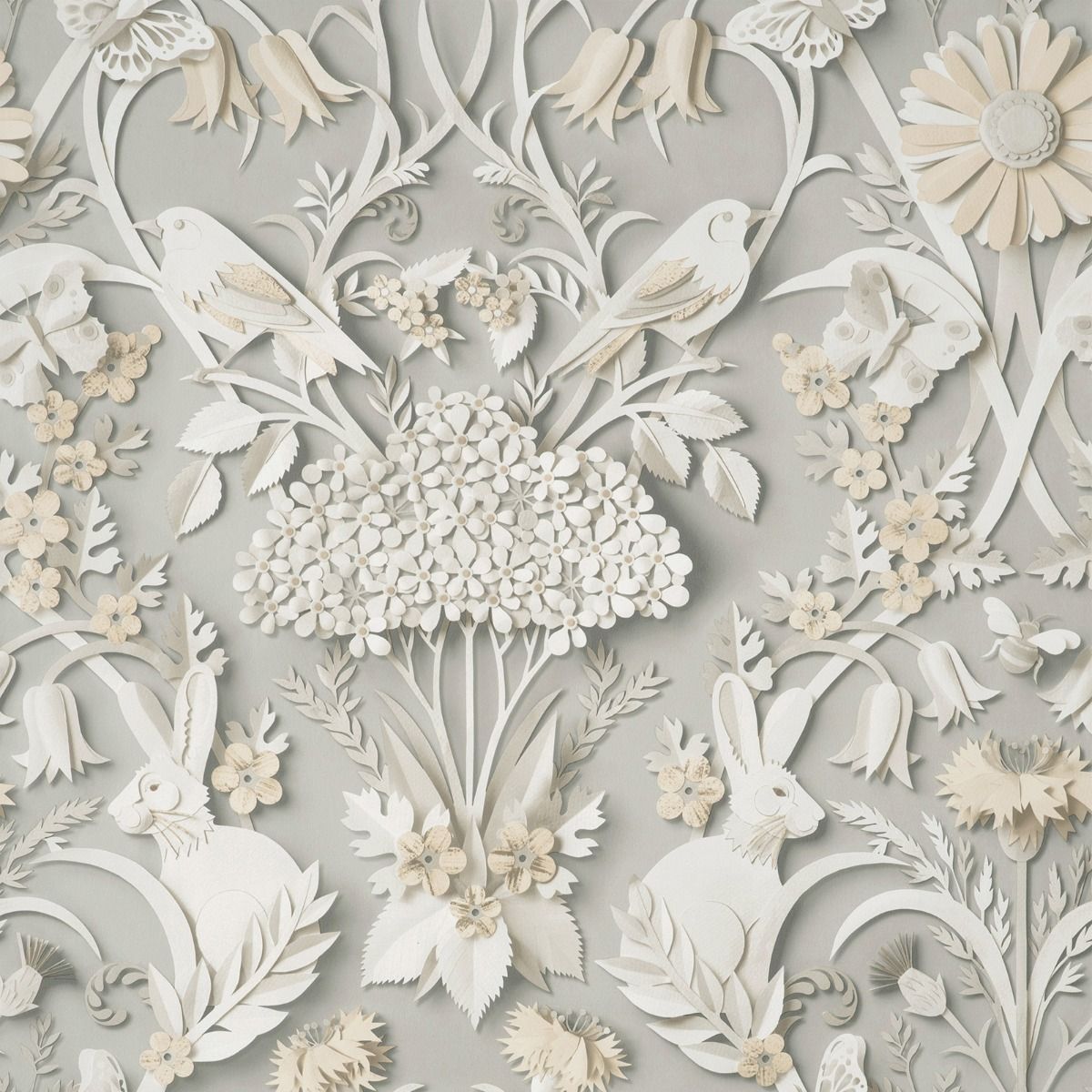 Dimensions Woodland Wallpaper - Soft Grey - Fine Decor