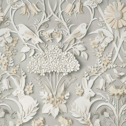Dimensions Woodland Wallpaper - Soft Grey - Fine Decor