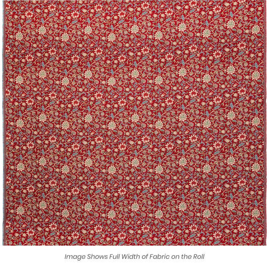 Evenlode Flowers Tapestry Fabric - Red - Hines of Oxford
