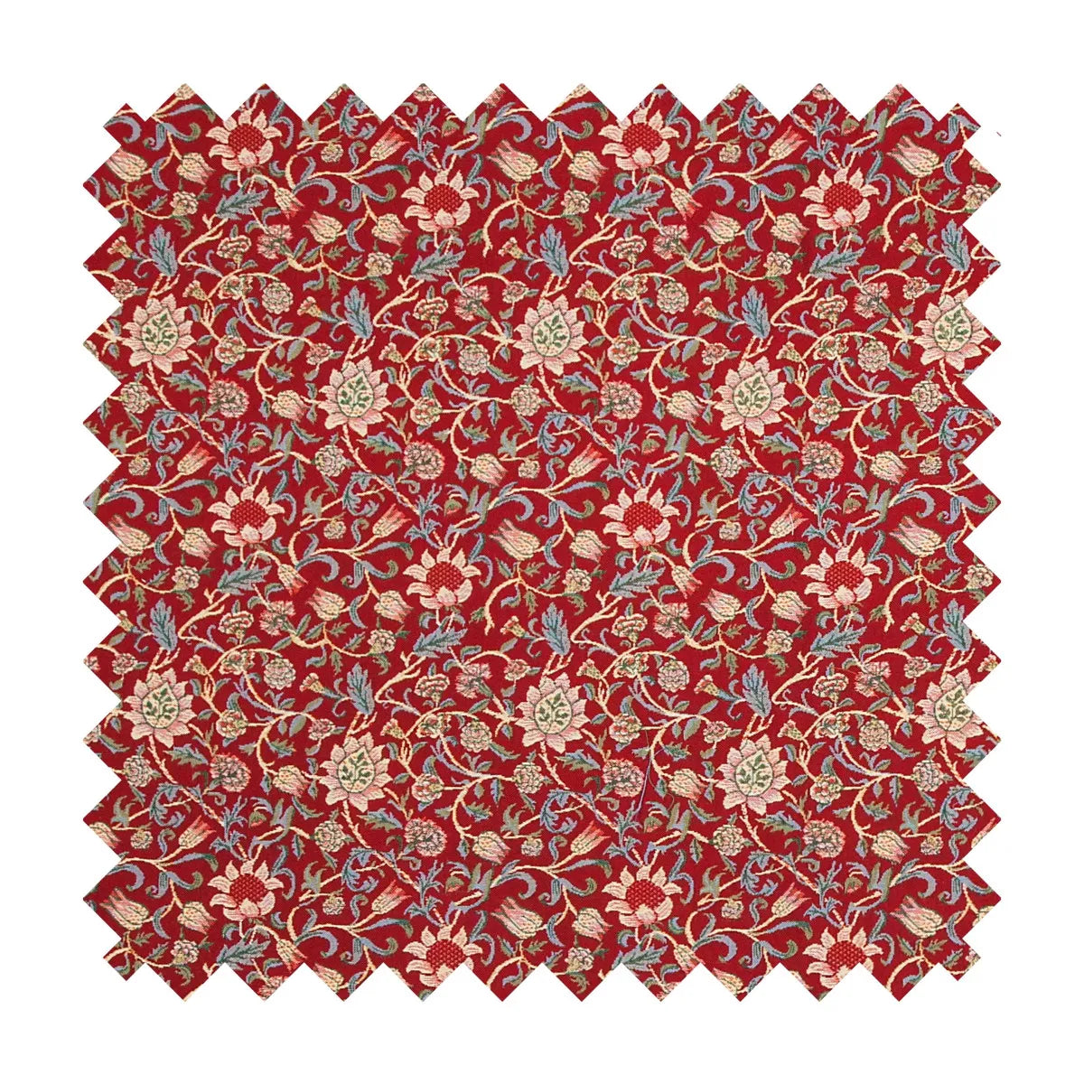 Evenlode Flowers Tapestry Fabric - Red - Hines of Oxford