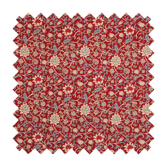 Evenlode Flowers Tapestry Fabric - Red - Hines of Oxford
