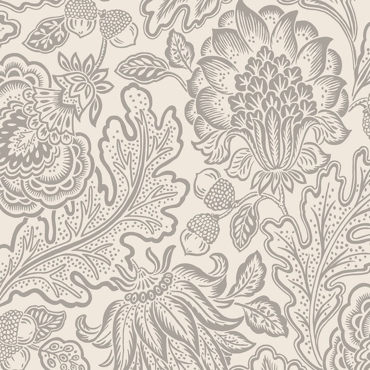 Fernhurst Floral Trail Wallpaper - Silver - Belgravia