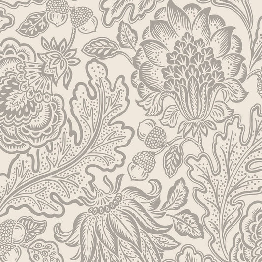 Fernhurst Floral Trail Wallpaper - Silver - Belgravia