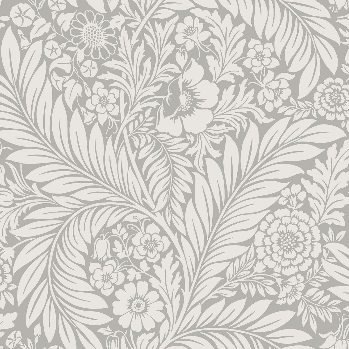 Florence Leaf Wallpaper - Grey - Belgravia
