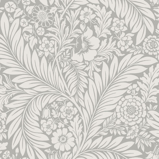Florence Leaf Wallpaper - Grey - Belgravia