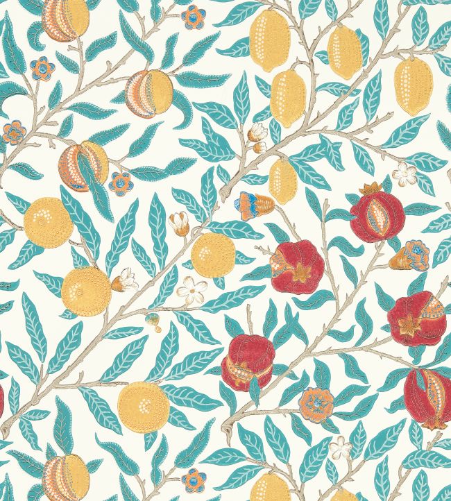 Fruit Wallpaper - Green Indigo/Madder - 217085 - Morris & Co