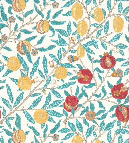 Fruit Wallpaper - Green Indigo/Madder - 217085 - Morris & Co