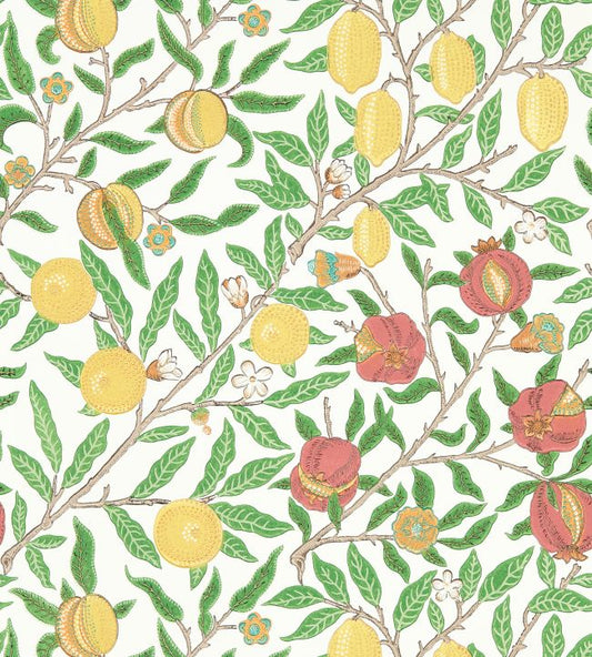 Fruit Wallpaper - Leaf Green/Madder - 217086 - Morris & Co