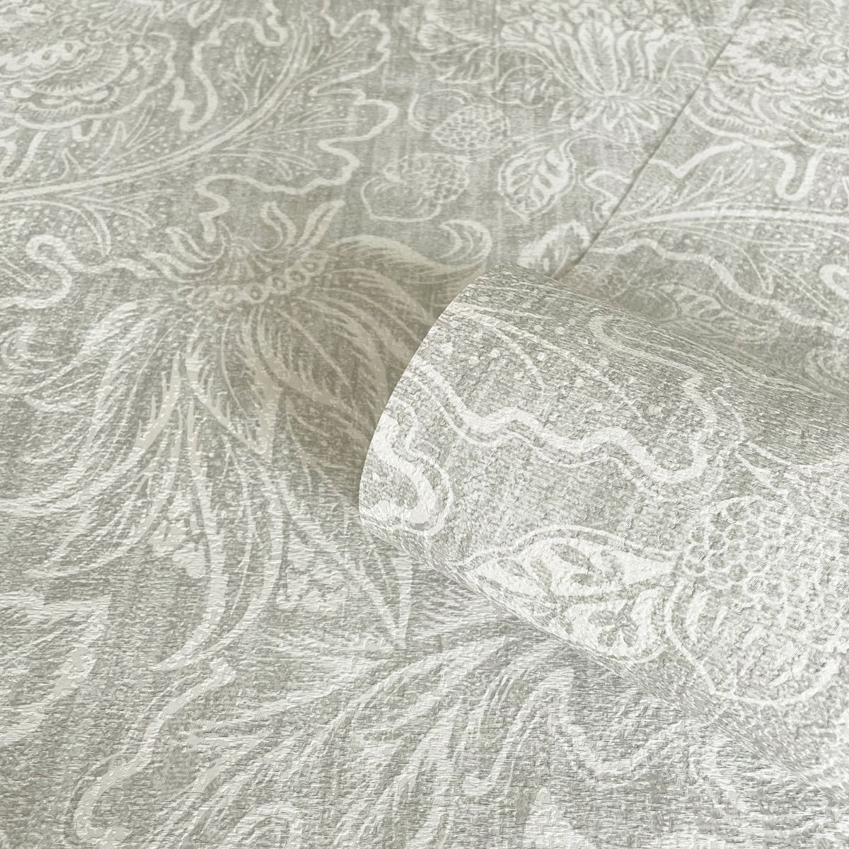 Giovanna Floral Trail Wallpaper - Grey - Belgravia
