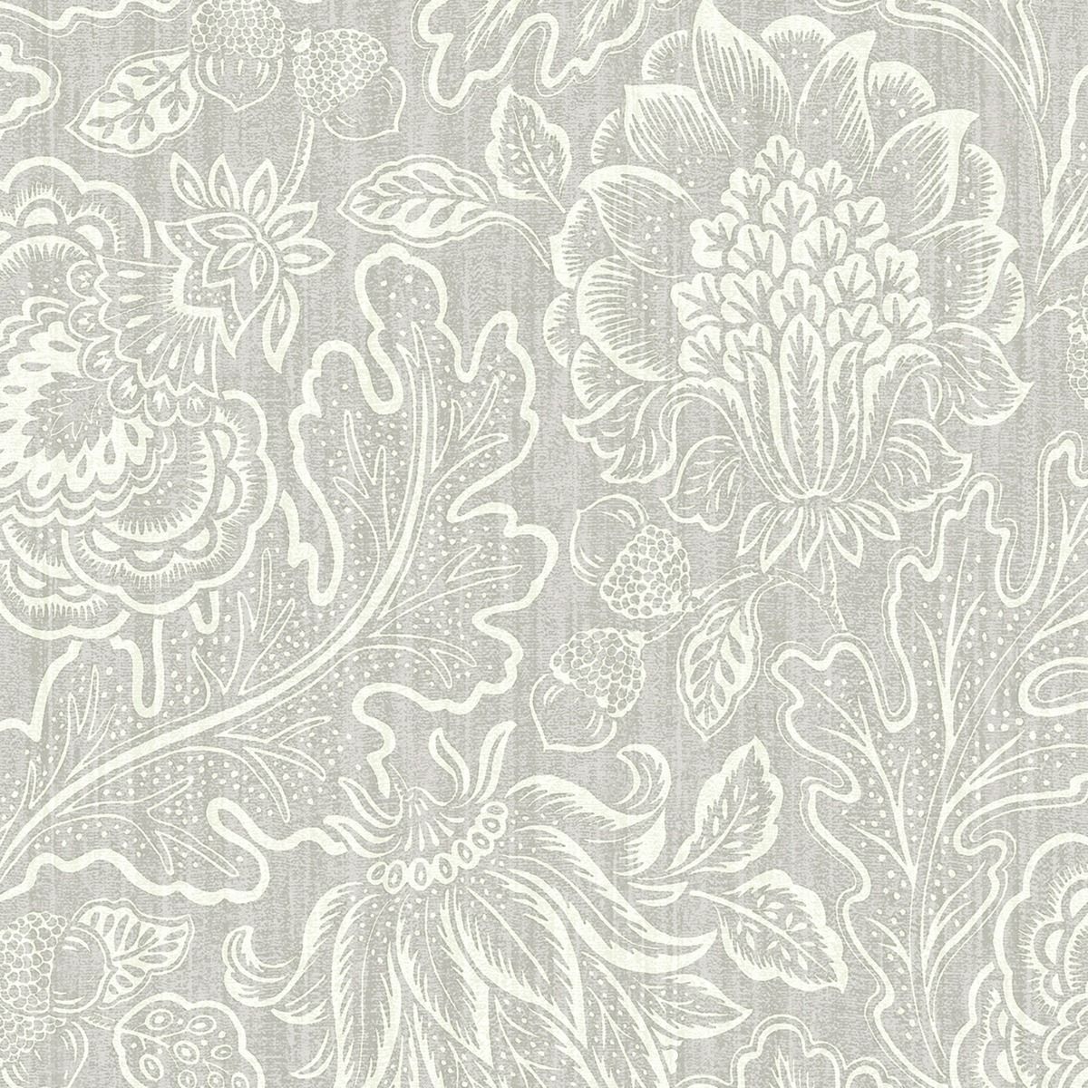 Giovanna Floral Trail Wallpaper - Grey - Belgravia