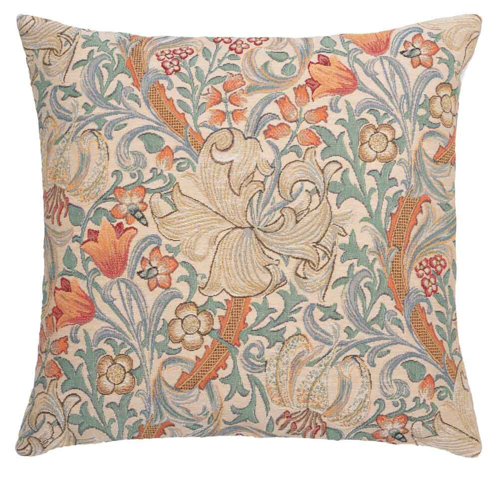 Golden Lily Pastel Regular Cushion with Feather Filler - Blue - Hines of Oxford