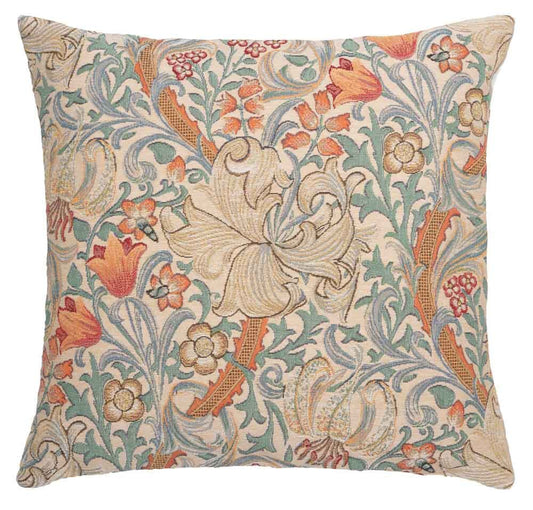 Golden Lily Pastel Regular Cushion with Feather Filler - Blue - Hines of Oxford