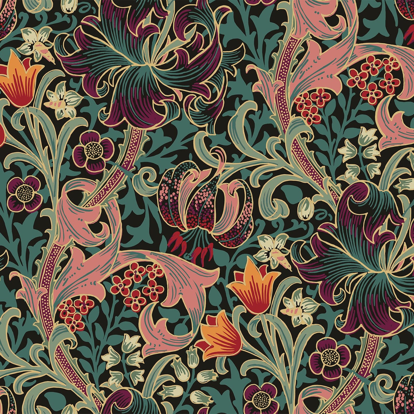 Golden Lily Wallpaper - Apatite - House of Hackney